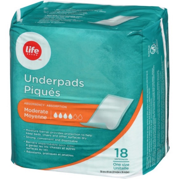 Life Brand Underpads Moderate 18 PCs inside Package One Size Moisture Unisex Pad - Picture 3 of 3